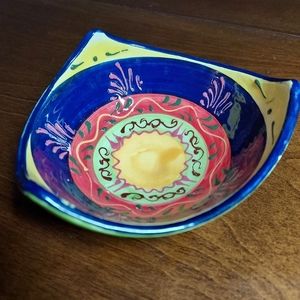Ceramica Hand Painted Triangle Shaped Bowl, 5"x2"